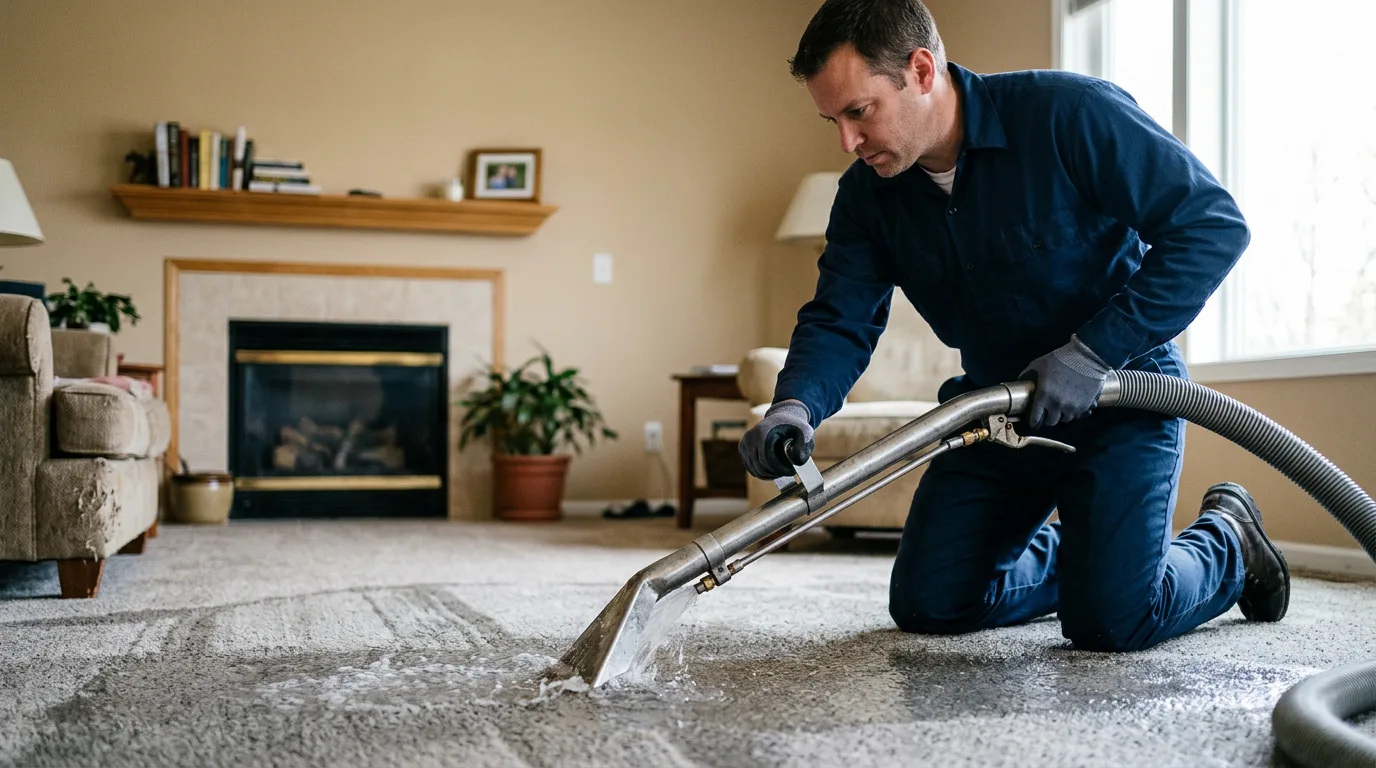 Water damage restoration technician working near Home, KS